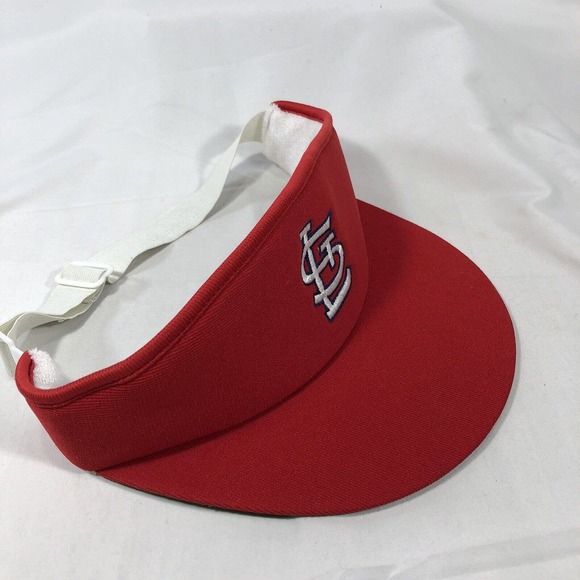 VINTAGE ST LOUIS CARDINALS TWINS ENTERPRISE VISOR HAT CAP RED STRETCH BACK OSFM - Picture 3 of 9